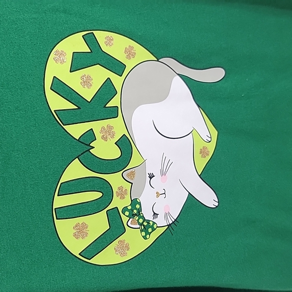 St Patrick's Day Lucy Cat T-Shirt Large- 10-12 - Picture 2 of 4